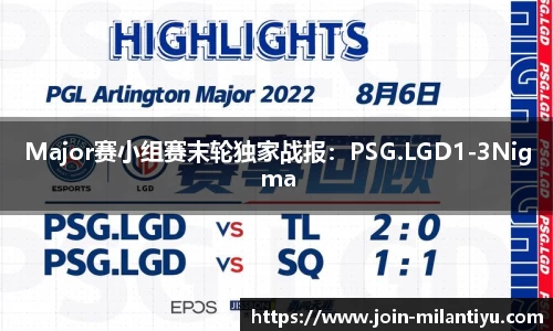 Major赛小组赛末轮独家战报：PSG.LGD1-3Nigma